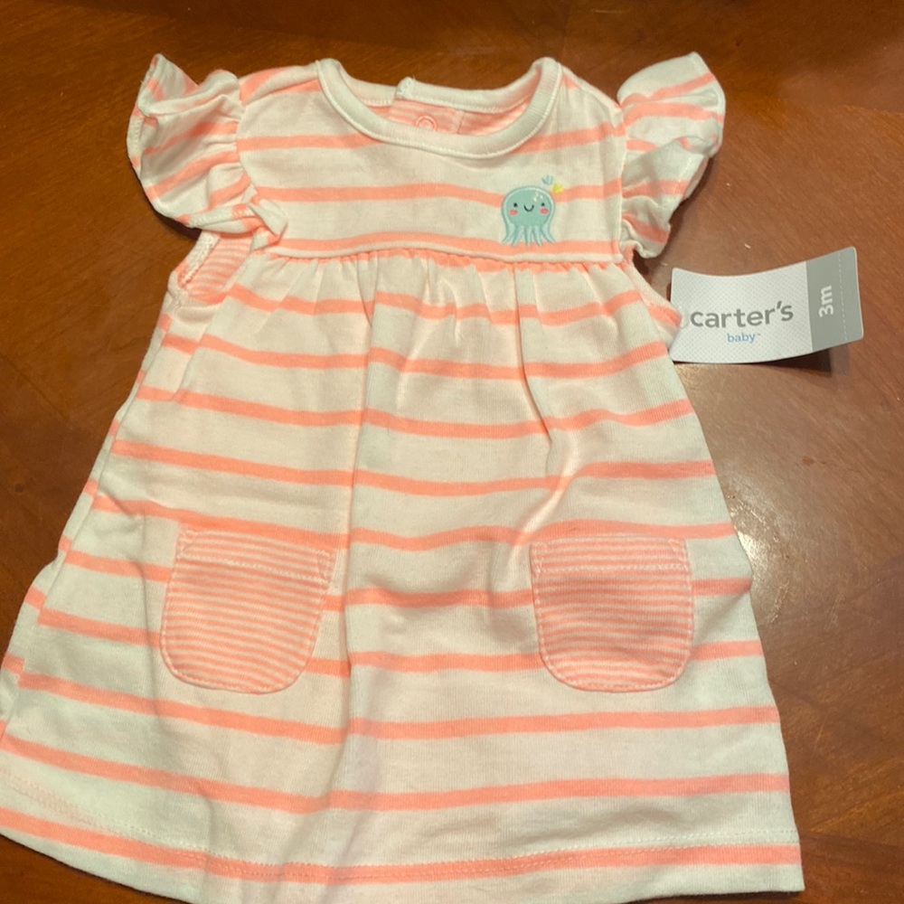Pink striped octopus dress with onesie bottom